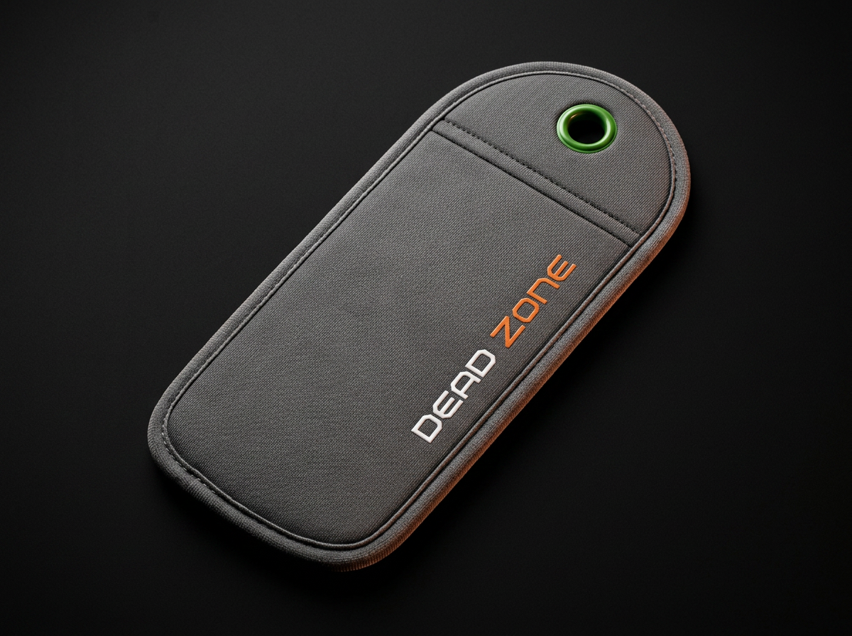 Deadzone Mk.II Faraday Lockable Phone Pouch on a matte dark surface